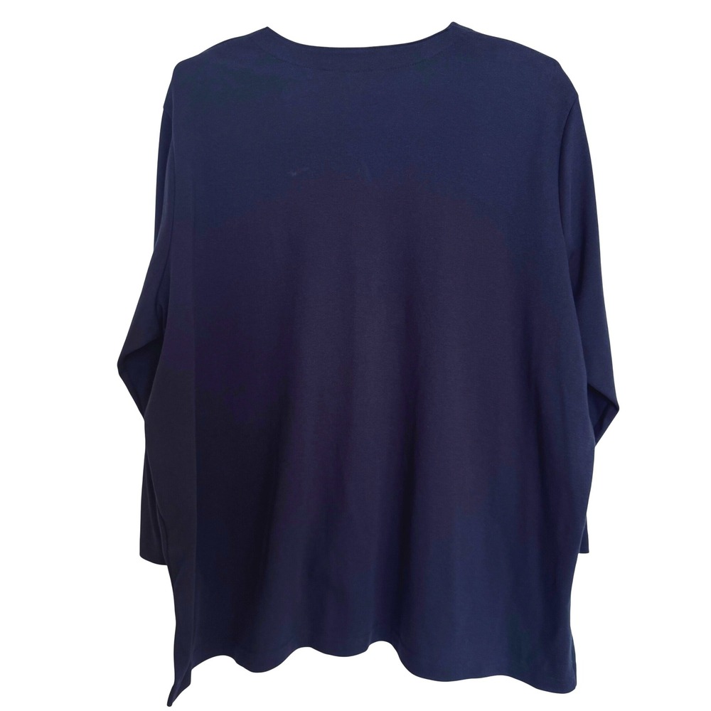 Lands End Womens 3X Navy Blue Cotton Button Front Cardigan Sweater Pockets 24-26 - Picture 4 of 6